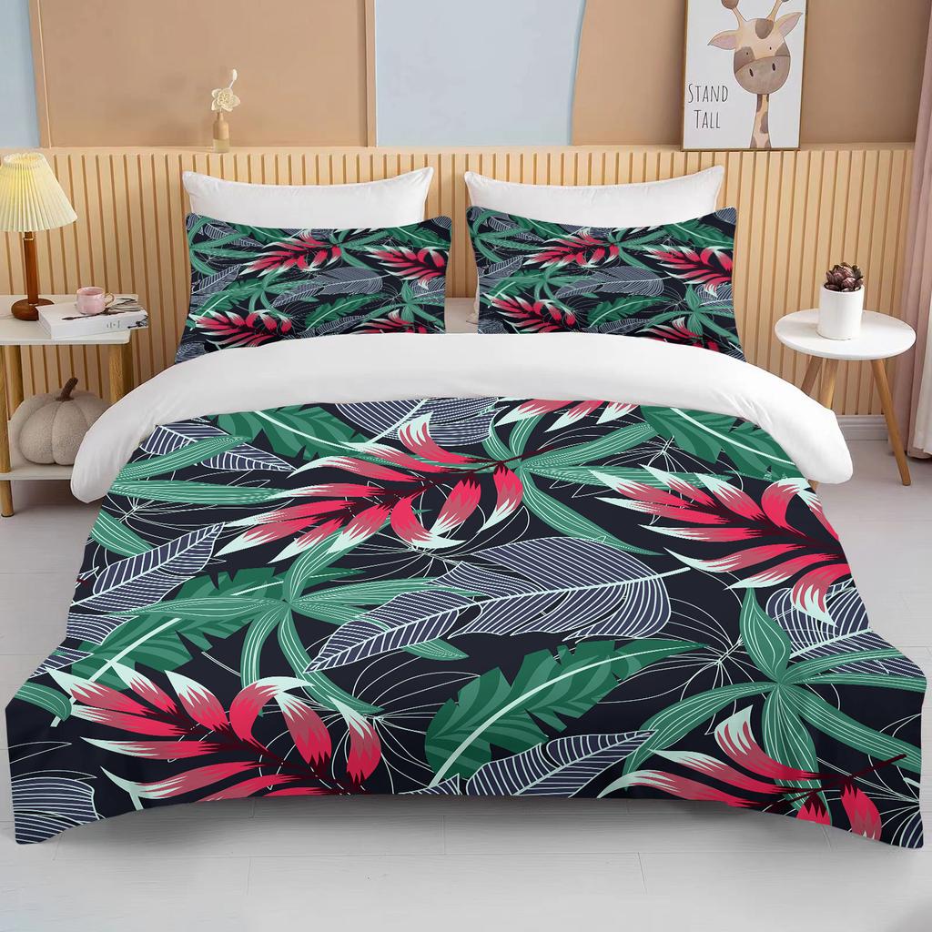 Tropical rainforest leaves queen bedding set king size double bed bedding set microfiber or polyester duvet set duvet cover