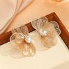 Металлическая гравировка Бабочка Гусиные лапки Многослойное стекло Сверло Европейский и американский стиль Левые и правые женские серьги