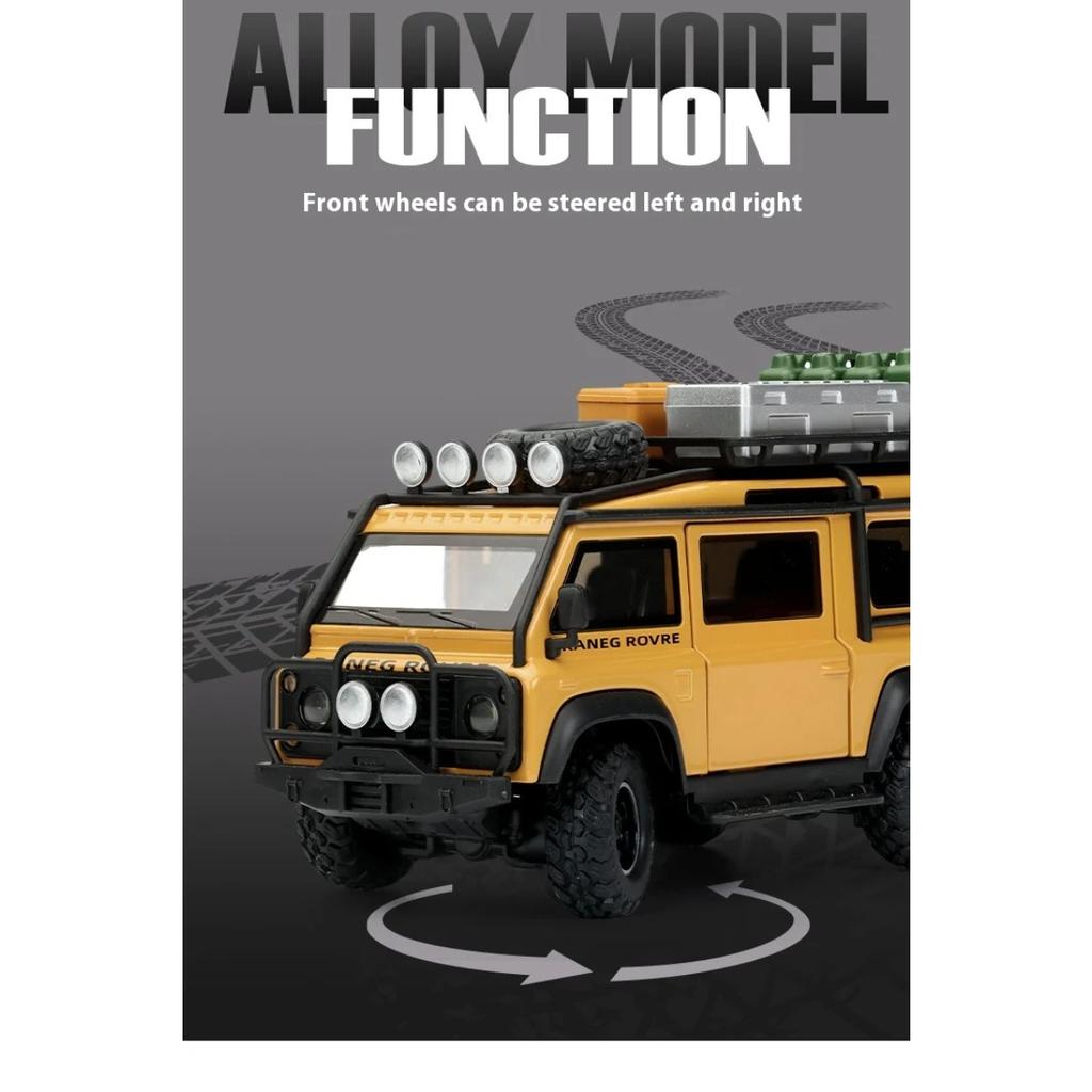 1/32 Внедорожный фургон Land Rover Defender Металлическая литая модель автомобиля Звук Свет Нерадиоуправляемая машина Игрушки Детская игрушечная машина Мальчик