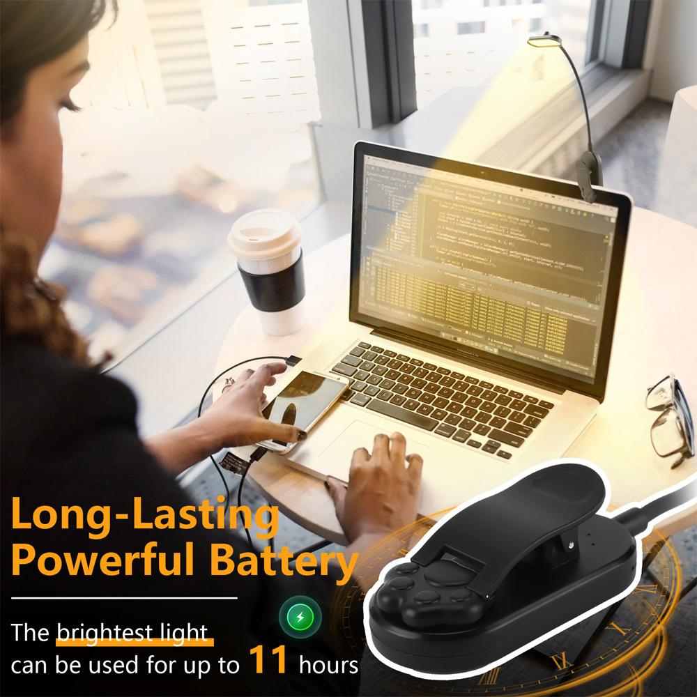 LED Clip On Mini Book Lamp Usb Rechargeable Reading Lamp Book Reading Light Portable Read Book Light Bedroom Reading Night Light