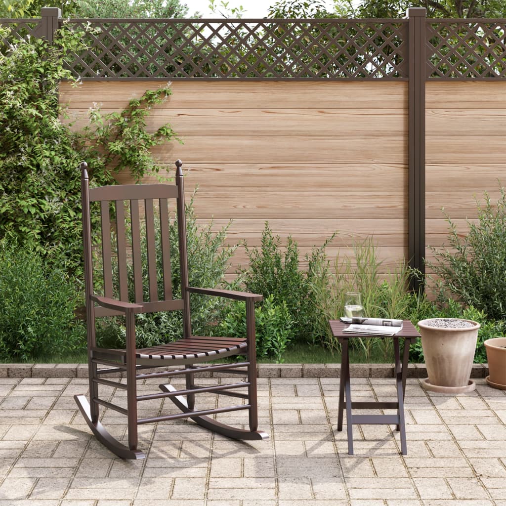 Rocking Chair with Folding Table Brown Solid Wood (Poplar)