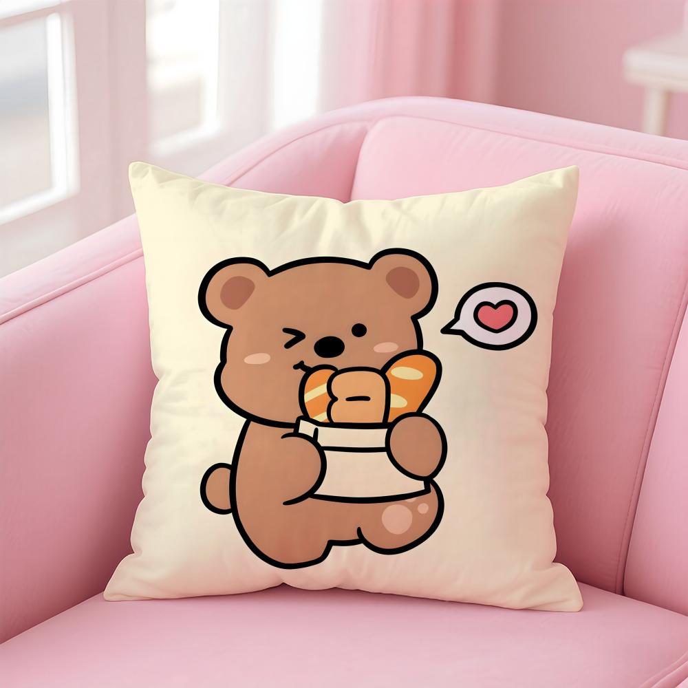Bakery Animal Cartoon Collection Cushion Cover Linen Pillowcase Cover Soft Decor for Sofa Home Room