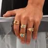 4Pcs Gold Silver Colored Gemstone Rings Irregular Exaggerate Rings Rhinestone Open Ring  Women