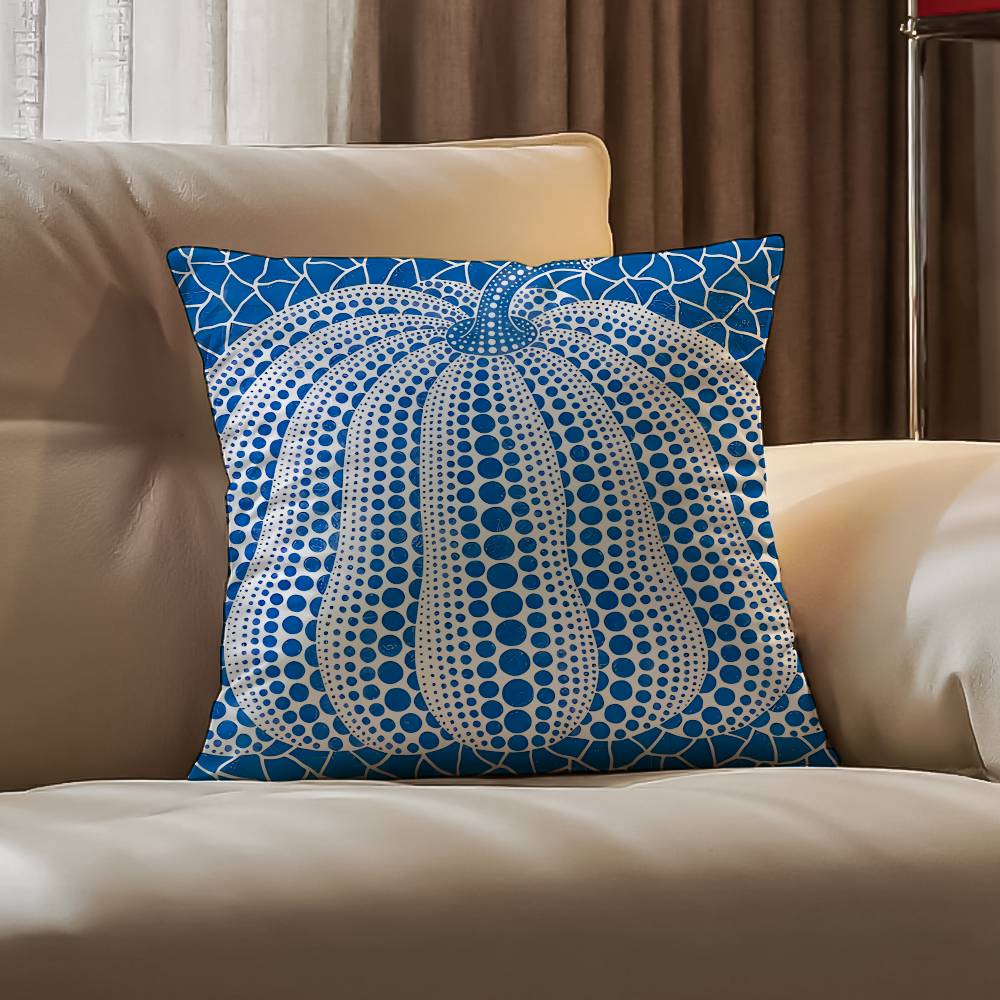 Yayoi Kusama Abstract Art Pumpkin Pillow Case Anti-Dustmite Pillowcase Invisible Zipper Silky Short Plush Sofa Cushion Cover