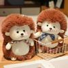 Charming Hedgehog Plush Toy Soft Animal Doll In Blue And Brown Bow Tie Designs