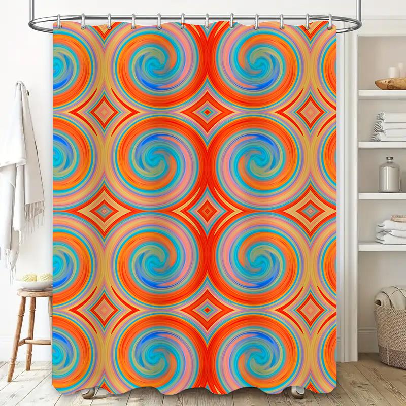 Colorful Bath Curtains Shower Curtain Fabric Polyester Waterproof Bathroom Decor Wall Hanging Blue Orange Red Abstract Print Mod