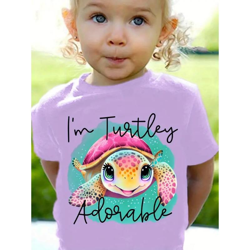 Футболка с короткими рукавами, летний наряд со стильным мультяшным принтом, милый модный топ с круглым вырезом, свободный крой, детская футболка