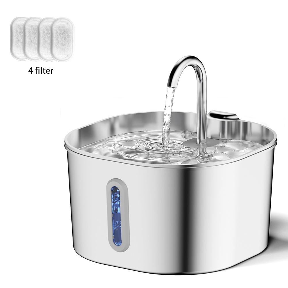 2.2 л Миска-фонтан для воды для кошек из нержавеющей стали Автоматическая поилка для домашних животных Аксессуары Автоматический питьевой фонтанчик для кошек Миска-поилка для собак