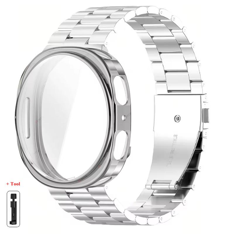 Case+Stainless Steel Strap For Samsung Galaxy Watch 8 44mm 40mm Bracelet+Soft TPU Case Protector For Galaxy Watch 8 44mm Correa