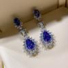 Серьги-подвески Huitan Pear Blue Cubic Zirconie, цветные роскошные серьги для женщин, свадебная вечеринка, эстетические украшения для ушей, новые