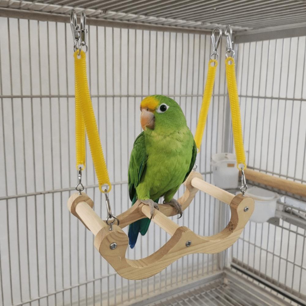 Wear Resistant Wood Bird Swing Chew-resistant Parrot Play Rack Bird Training Stand Bird Enrichment