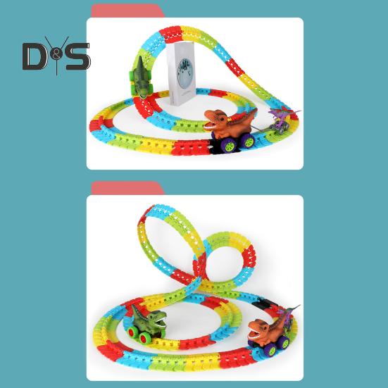 1 набор игрушечных треков для машинок-динозавров с легкой музыкой, обучающая самодельная трасса для строительства, антигравитационная игра-динозавр, американские горки, гоночная игрушка для скалолазания