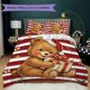 Christmas Bunny Pattern Bedding uilt Set uilt Cover Pillowcase Home Decoration Birthday Gift (1 * duvet cover + 2 * pillowcase without core)_XIA