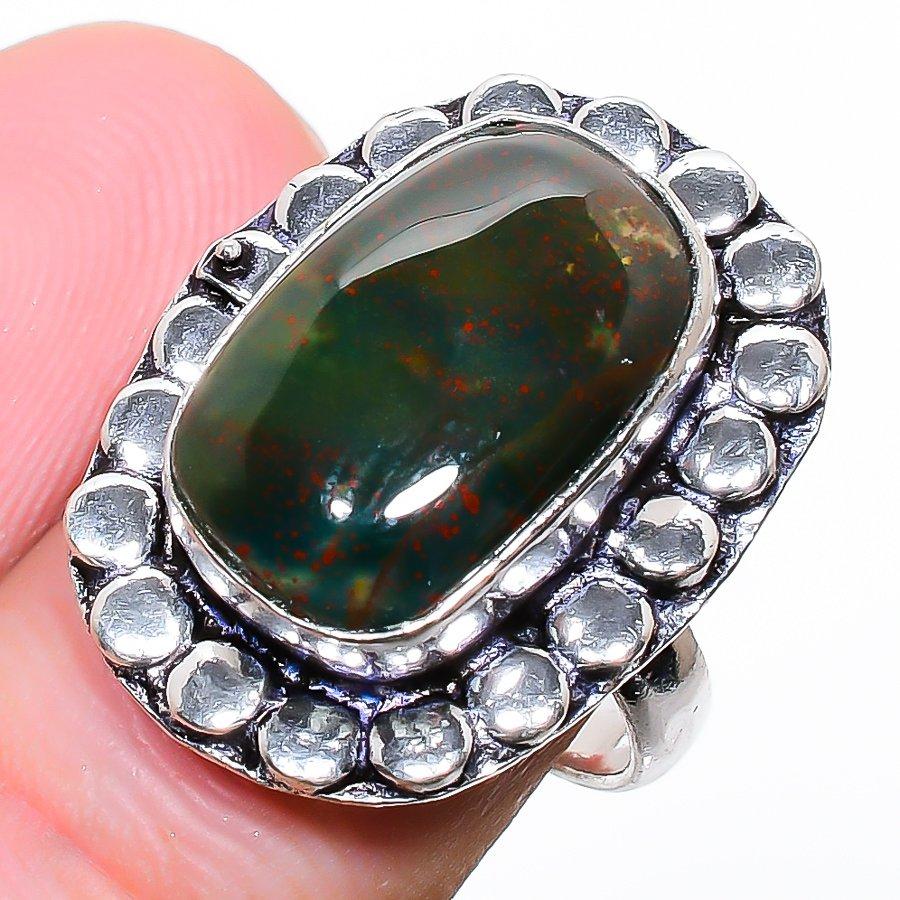 Bloodstone Gemstone Handmade 925 Sterling Silver Jewelry Pendant 1.97"