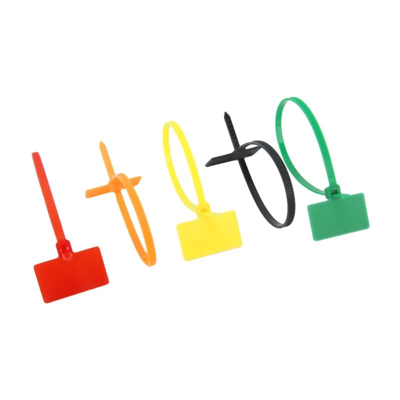 100 шт. Легко маркируемые нейлоновые кабельные стяжки 4*150 мм, бирки, пластиковые петлевые стяжки, маркеры, кабельные бирки, самозатягивающиеся хомуты