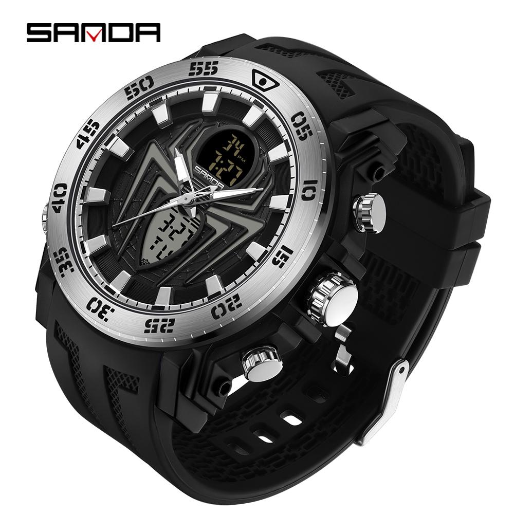 SANDA The New Double -showed Spider Night Light Youth Electronic Watch Multifunctional Fashion Trend Men's Alarm Clock Watch