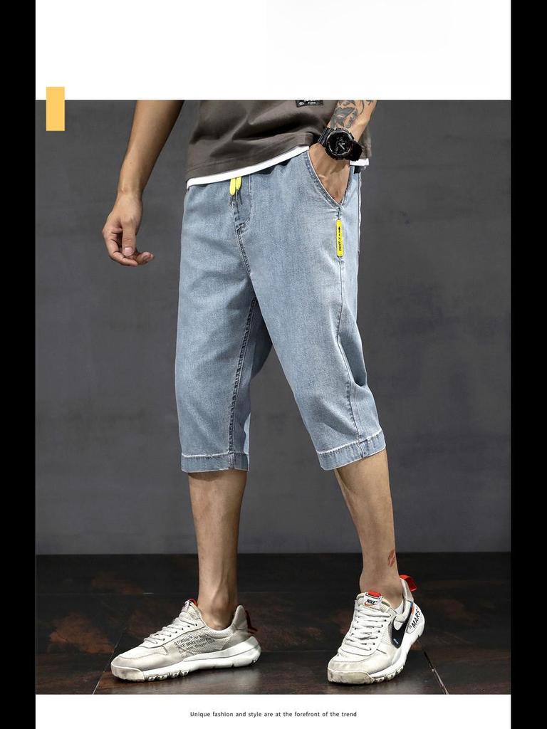 Мужские модные облегающие шорты из рваного денима с вышивкой