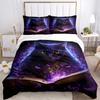 3pcs Purple Butterfly Fantasy Cat Comforter Set with One Quilt Cover and Two Pillowcases (No Core) - Home Decor, Festival Gift, Polyester Fabric, Anim
