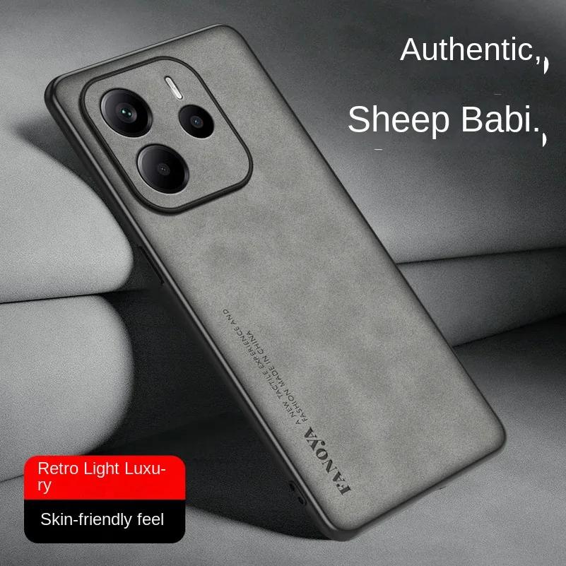 Кожаный противоударный чехол для телефона Skinsheep для Xiaomi Redmi Note 14 4G Note14 Pro + матовый силиконовый защитный чехол для камеры Redmi Note 13 12 14pro