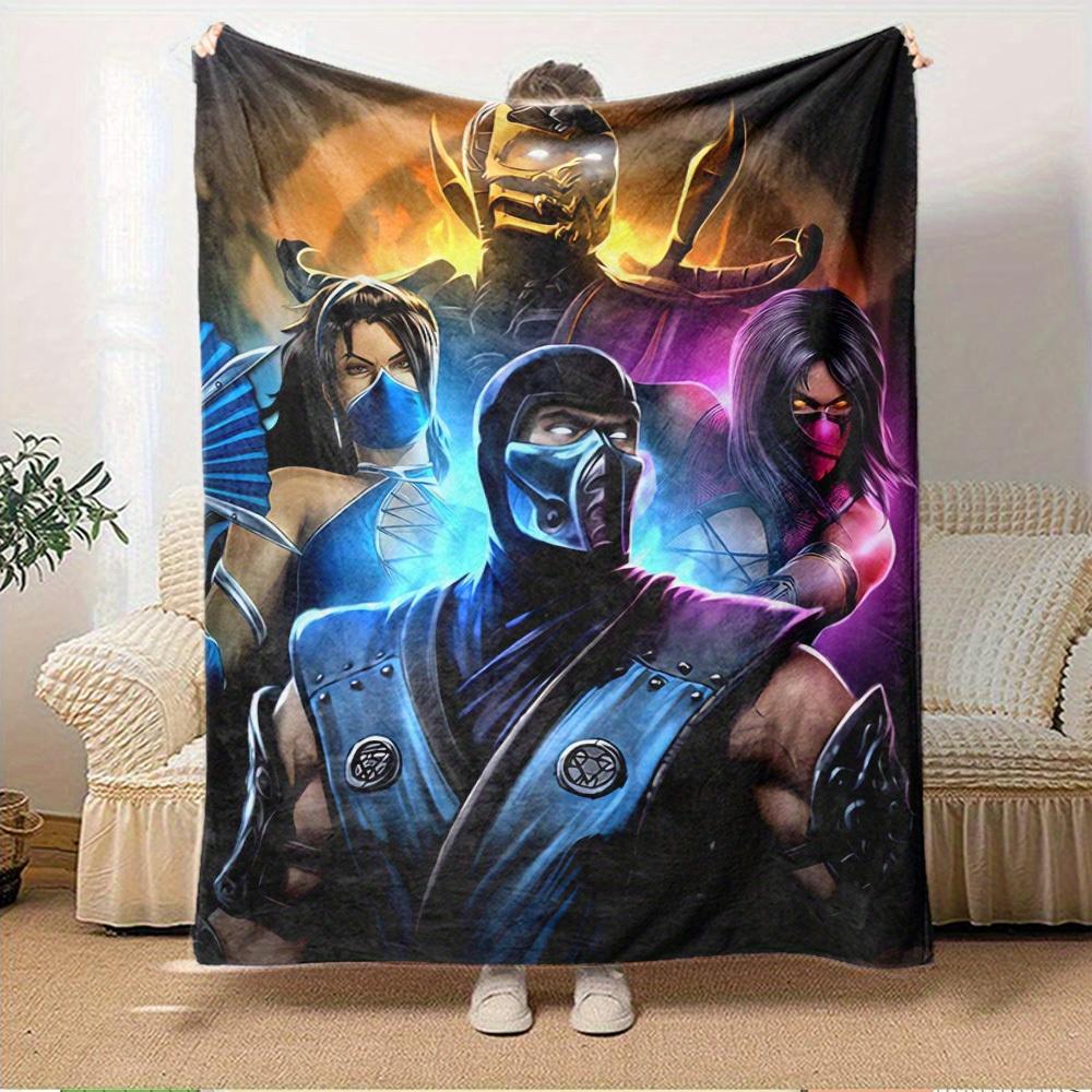 1pc Mortal Kombat,Sub-Zero,Mileena Digital Print Flannel Blanket - Contemporary Style, Suitable for All Seasons, Perfect for Home, Travel, o
