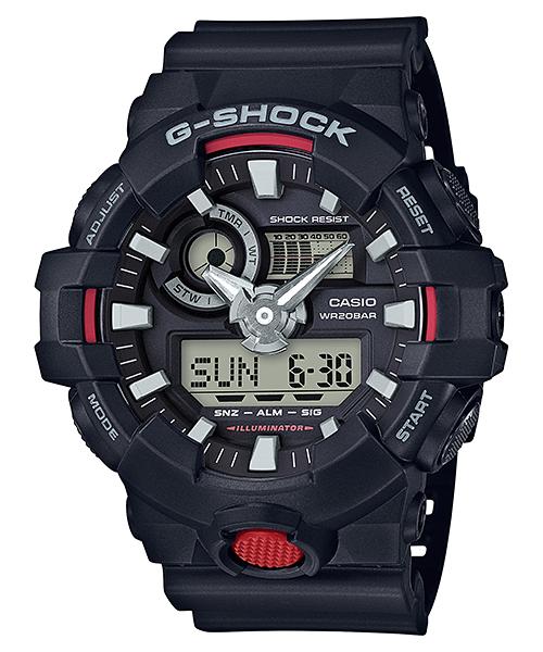 Casio Мужские кварцевые часы GA-700-1A из смолы, водонепроницаемые 200 м, аналоговые, ударопрочные