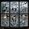 Хэллоуин черно-белый череп статичная наклейка на окно дыра скелет летучая мышь кость стеклянная наклейка украшение
