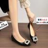 Inner Height Increase One-pedal French Square Buckle Pointed Rhinestone Single Shoes 2024 Flat-soled New Soft-soled Temperament Fragrant Women's Shoes