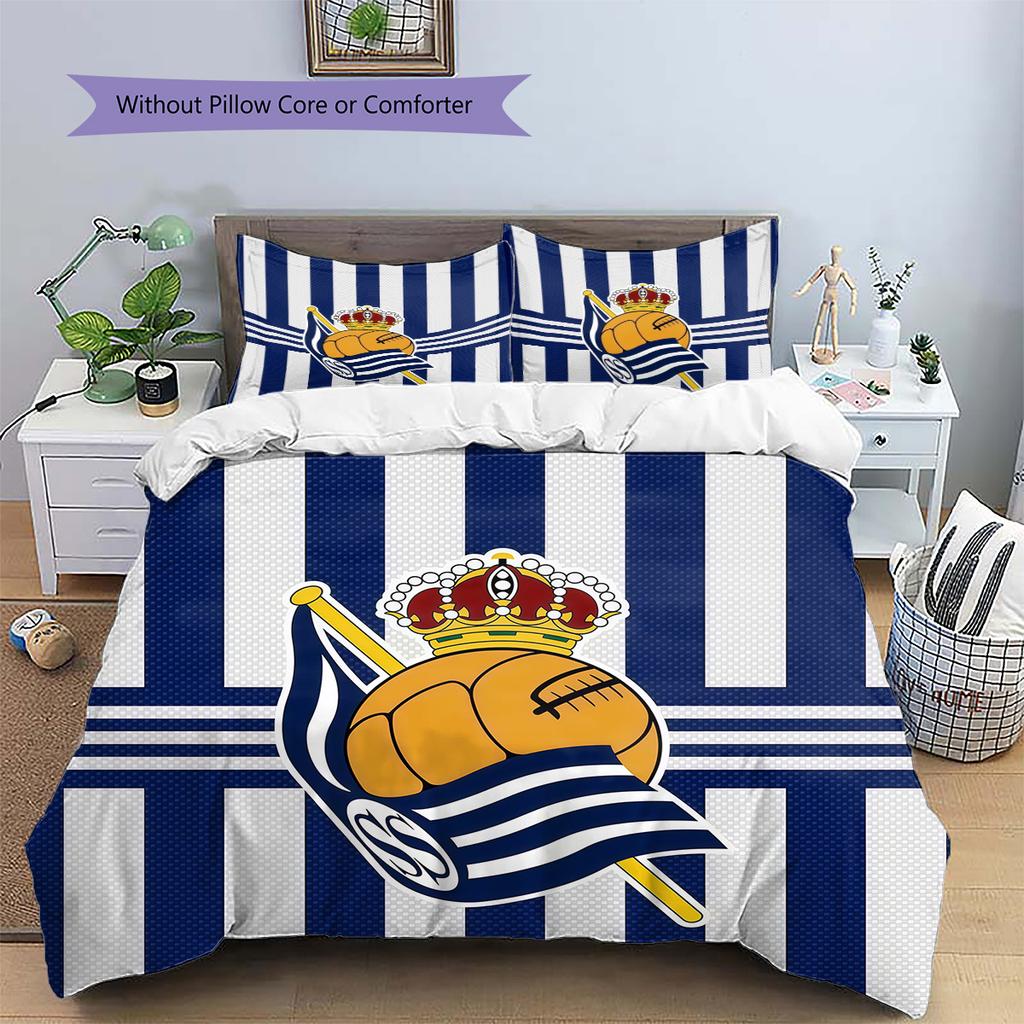 Real Sociedad Pattern Bedding Quilt Set  Home Decoration  Gift (1 * duvet cover + 2 * pillowcase  without core)