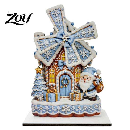 Rustic Xmas Party Ornaments Christmas Windmill Wooden Ornament, Decorative Craft with Rotating Handmade Atmosphere Props Blades, Figurine for Holiday