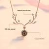 S925 Sterling Silver Deer Pendant Necklace - 100 Languages "I Love You" Christmas Gift for Women