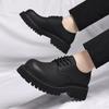 Leather Shoes Men's 2025 American High Street Black Big Head Derby Shoes Men's Retro Trend Platform Leather Shoes 2025