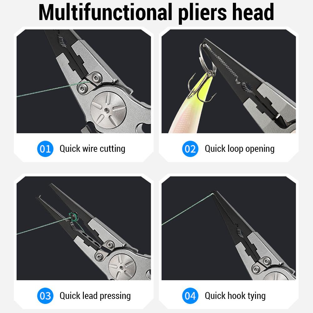 Aluminum Alloy Fishing Pliers Hook Remover Fishing Line Cutters with Sheath and Lanyard