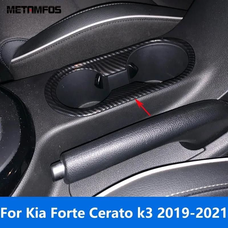 For Kia Forte Cerato k3 Carbon Fiber Center Console Water Cup Holder Cover Trim Interior Accessories Car Styling