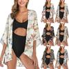Women Chiffon Floral Print Kimono Loose Half Sleeve Shawl Cardigan Cover Up Tops