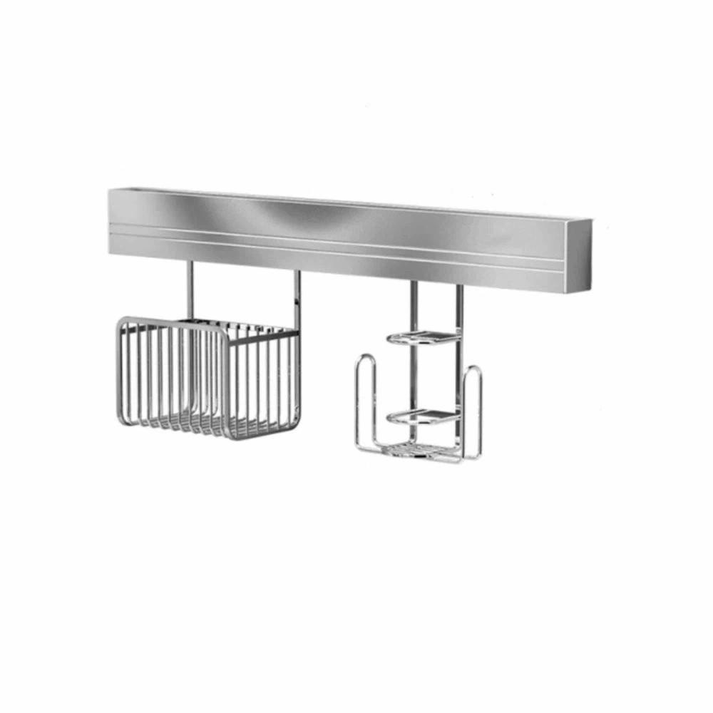 Stainless Steel Punch-free Wall Storage Rack Wall Mounted Toothbrush Holder Bathroom