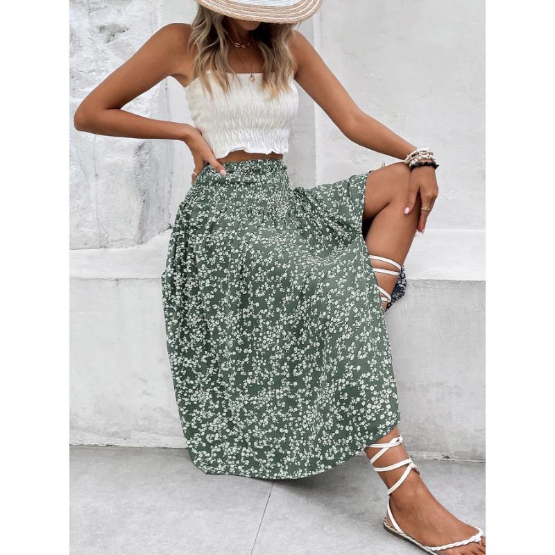 Женские повседневные юбки с цветочным принтом на лето и весну