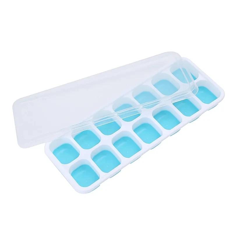 WIKHOSTAR 14 Grids Fruit Ice Maker Ice Cube Trays Reusable Silicone Ice Cube Mold Lids for Home Kitchen Tools Suitable Freezer
