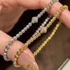 Легкий Роскошный Ретро Дизайн Инкрустированный Полностью Бриллиантами Круглые Бусины Браслет Модные и Высококлассные Шармы Многослойные Браслеты Вечерние Украшения