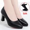 Work Shoes Black Professional Shoes Soft Sole Leather Shoes High Heel Thick Heel Single Shoes Women's Shoes Summer