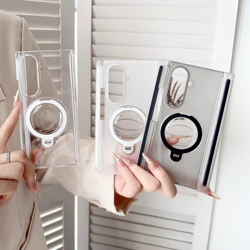 Для Samsung Galaxy Z TriFold Чехол Жесткий ПК Прозрачный Двойной центральный шарнир Кольцо-подставка Защитная задняя крышка Для Z TriFold Чехол