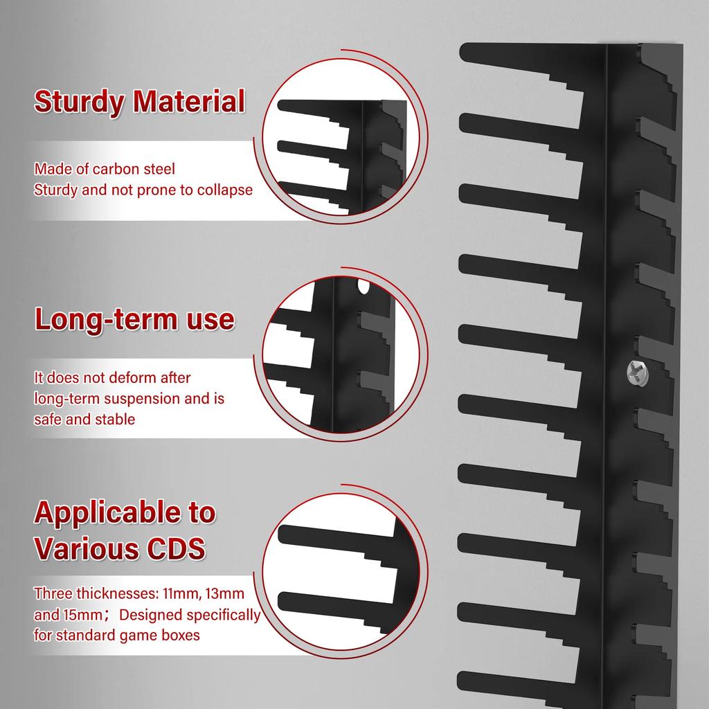 4 шт. Держатель для хранения видеоигр из углеродистой стали, Органайзер для игровых кейсов, Настенная полка для DVD-дисков для CD DVD