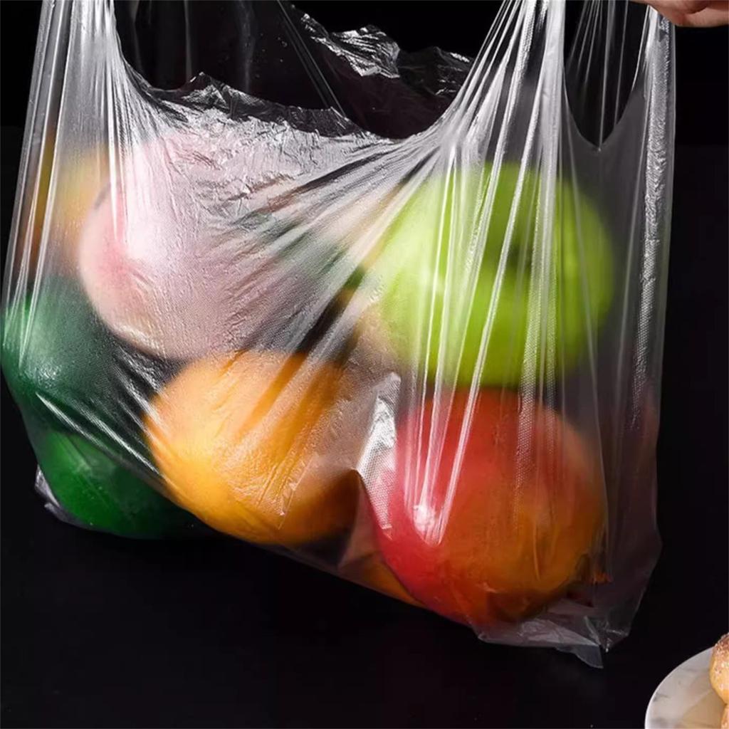 100pcs Food Grade Bag With Handle Food Packaging Bag For Supermarket Store Grocery ,20*30,
