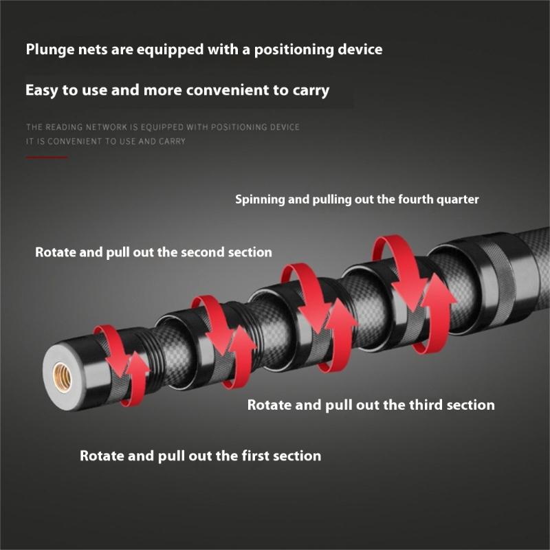 Углеродное волокно Рыболовная подсачек Удилище Рукоятка для рыбалки Удилища Длинная рыболовная сеть Телескопическая рукоятка Складные удилища Прочный