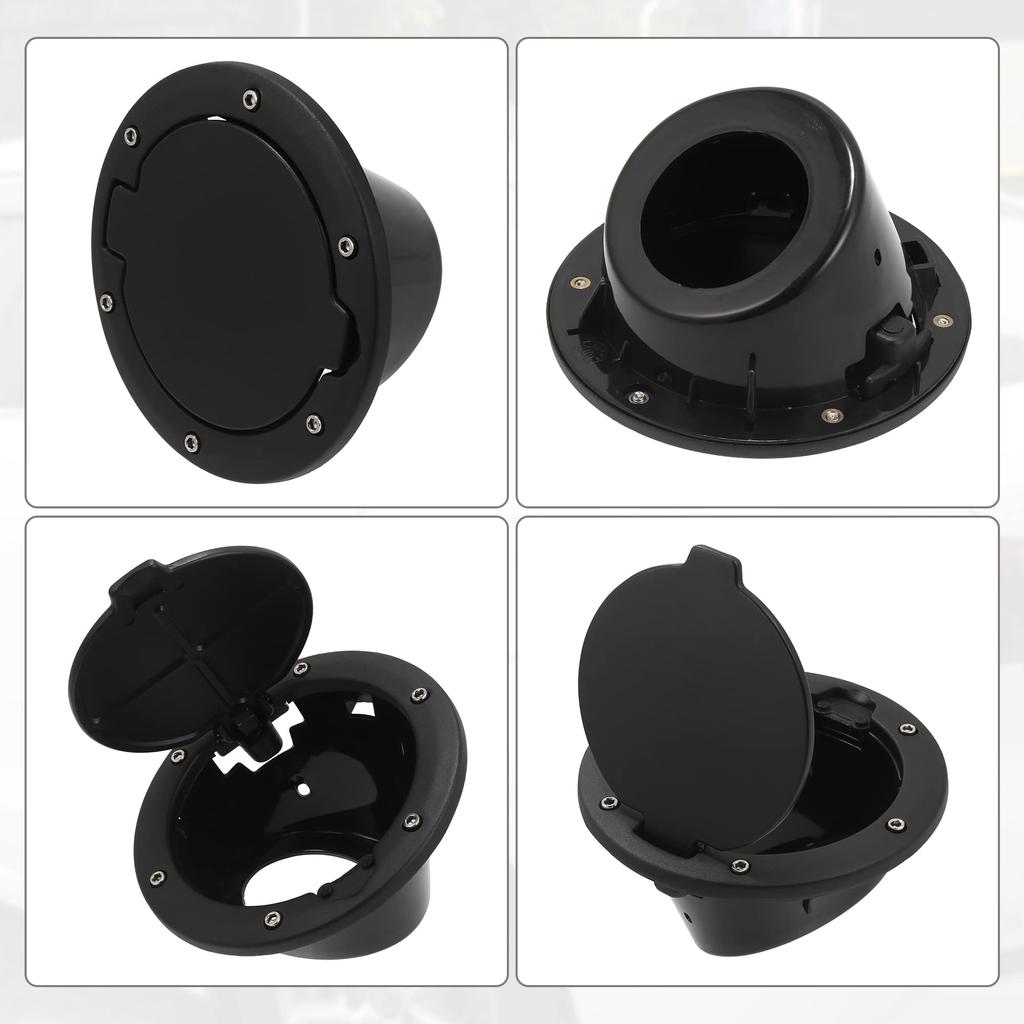 ACROPIX Fuel Tank Fuel Filler Door Gas Tank Cap Cover Black Fits Jeep Wrangler JK 1 Piece