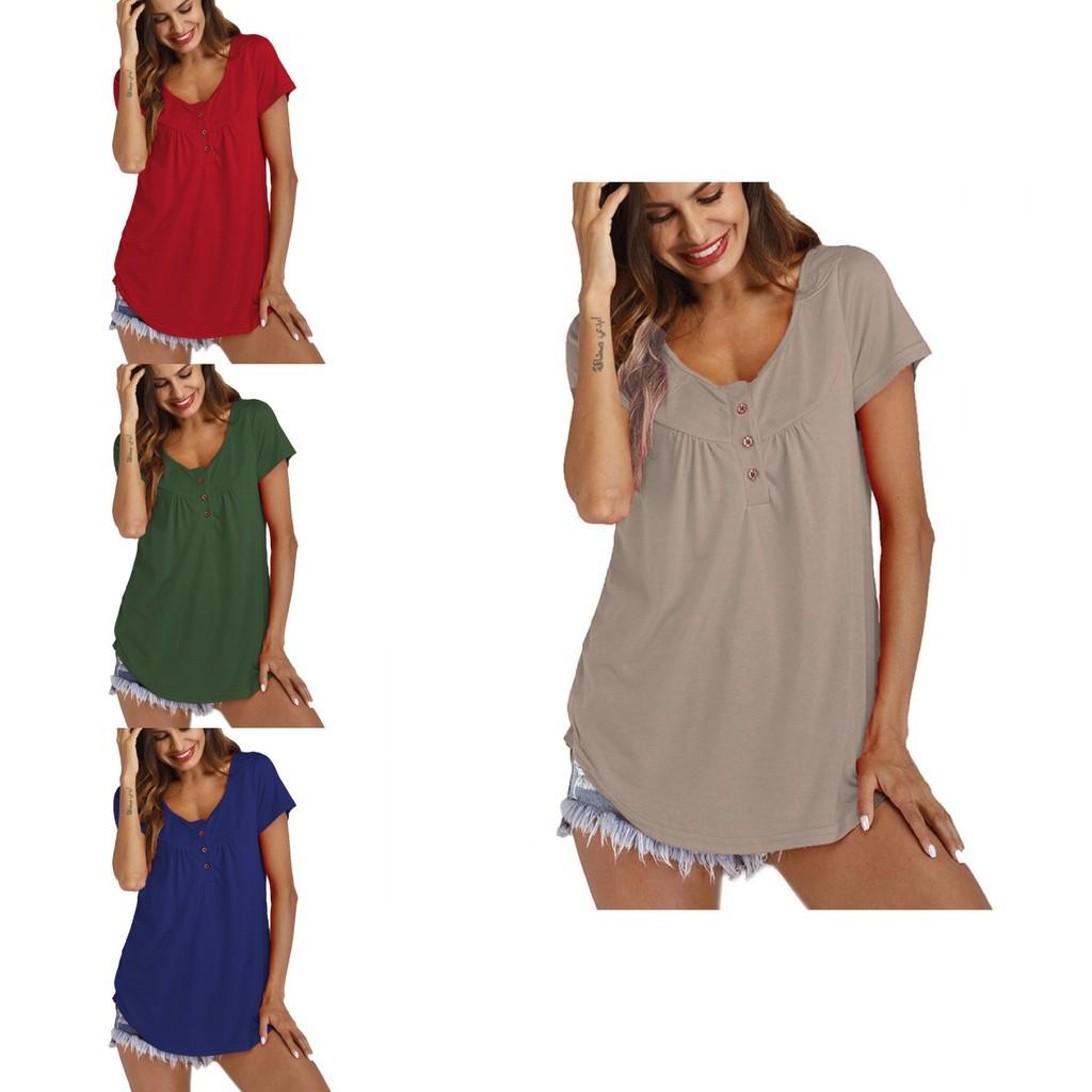 Stylish Women's Summer Short Sleeve Blouse In Vibrant Colors Plus Size Casual Tunic