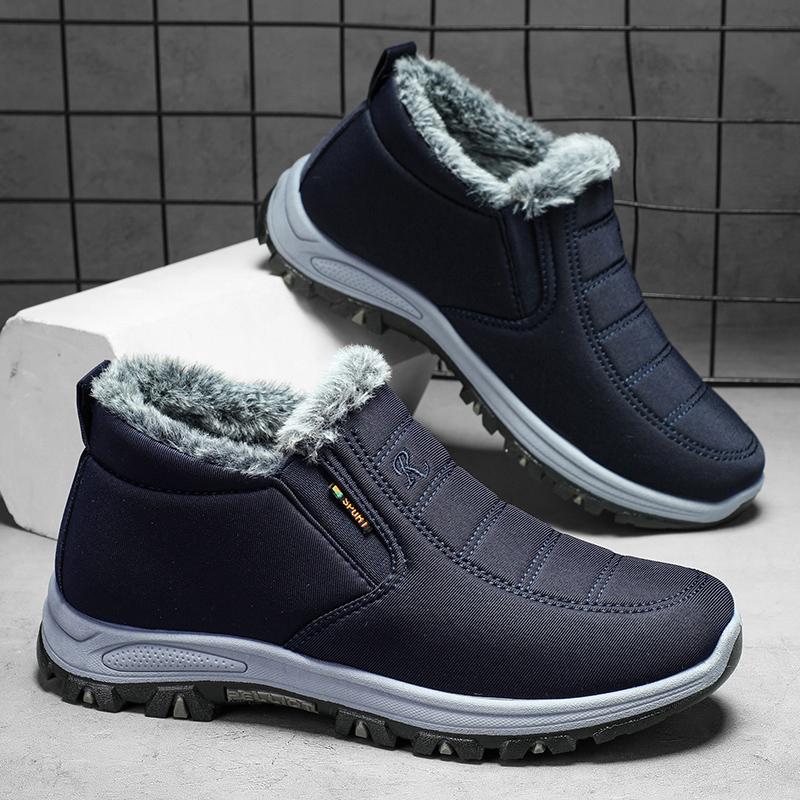 Зимние ботинки для снега, мужские повседневные ботинки без застежек, теплые меховые удобные кроссовки, нескользящие, новинка 2024 года, мужская обувь Botas Zapatos Hombre