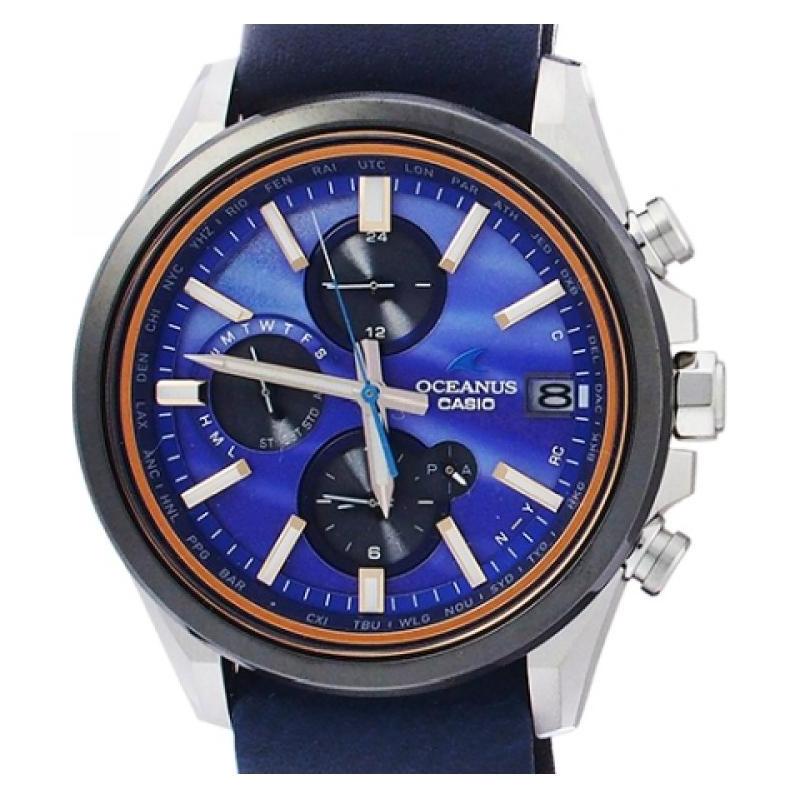 Casio Серия CASIOOCEANUS - дисковая многофункциональная стрелочная сапфировая с антибликовым покрытием кожаный ремешок поставляется со сменным OCW-T4000ALE-2AJR