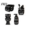 Simple Style Bathroom Decorations 4Pcs Black White Wall Decor, Wooden Art, Hand Sanitizer Toilet Toothbrush Rolling Paper Plaque Cup Signs,