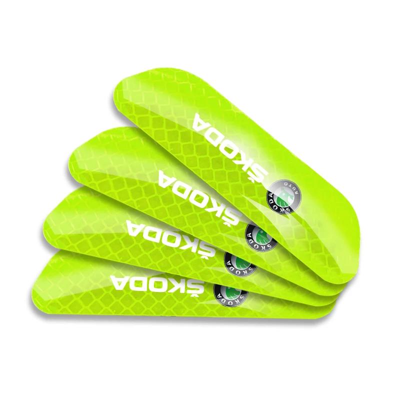 XOWS7 4pcs Car Door Reflective Strips security Warning Stickers For Skoda Octavia Fabia Kamiq Kapoq Kodiaq Rapid SCALA Superb