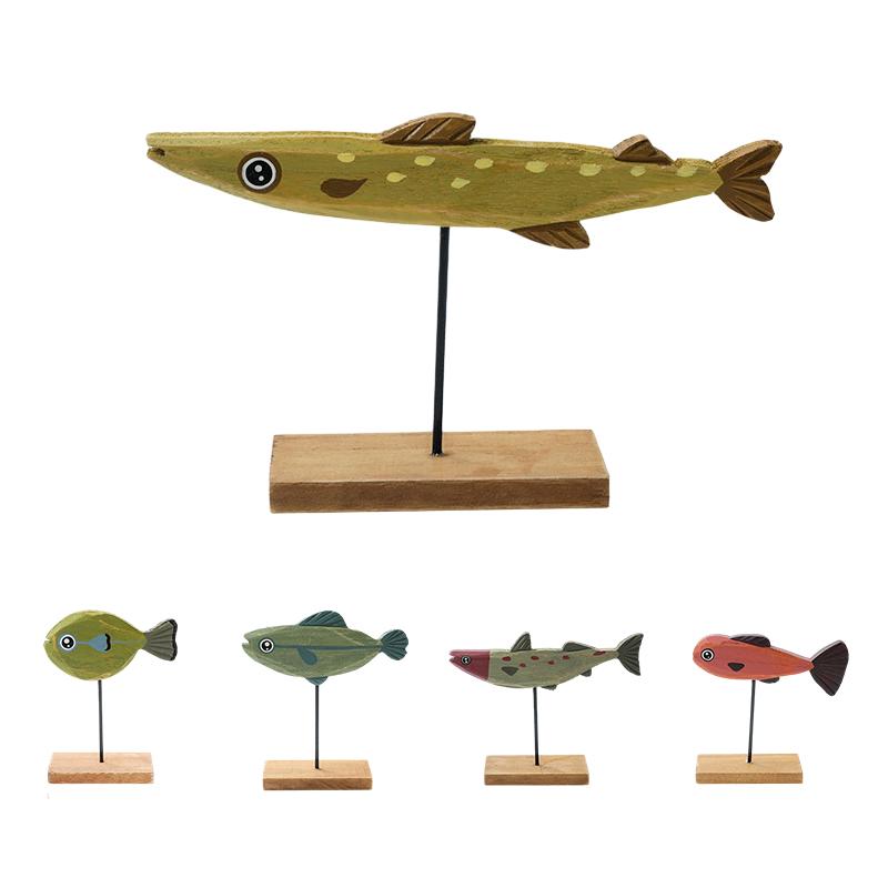 Красочные деревянные статуи рыб в средиземноморском скандинавском стиле, скульптуры рыб, украшения, шикарная гостиная, тумба под телевизор, домашний декор, поделки
